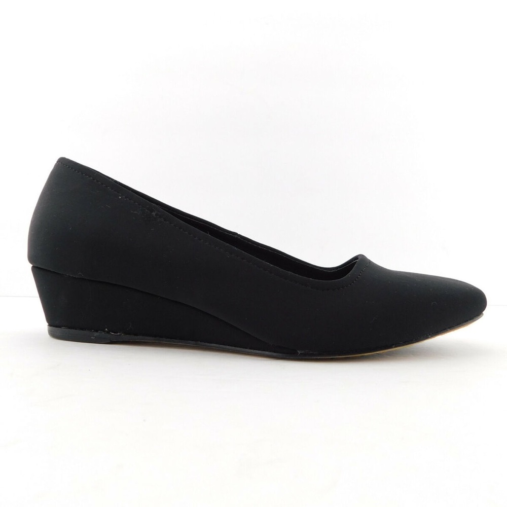 Donald J Pliner Pisa black microfiber wedge heel sz 8